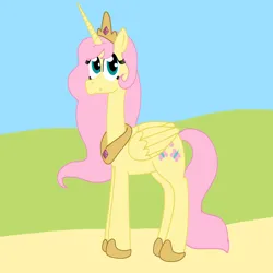 Size: 1280x1280 | Tagged: safe, artist:haileykitty69, derpibooru import, fluttershy, alicorn, pony, g4, alicornified, crown, fluttercorn, hoof shoes, image, jewelry, peytral, png, princess fluttershy, race swap, regalia, solo