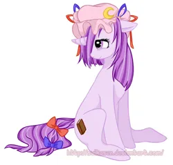 Size: 828x793 | Tagged: safe, artist:suikasen, derpibooru import, ponified, pony, female, hat, image, jpeg, lightly watermarked, mare, patchouli knowledge, simple background, solo, touhou, watermark, white background