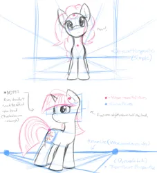 Size: 1960x2160 | Tagged: safe, artist:dshou, derpibooru import, pinkie pie, twilight sparkle, earth pony, pony, unicorn, g4, 2012, female, front view, high res, image, jpeg, mare, old art, perspective, solo, three quarter view, tutorial, unicorn twilight