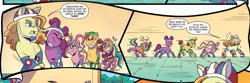 Size: 1867x620 | Tagged: safe, derpibooru import, idw, sunny starscout, unnamed character, unnamed pony, earth pony, pony, unicorn, g5, spoiler:comic, spoiler:g5comic, captain buck, comic, dialogue, female, image, kenbucky roller derby #1, male, mare, my little pony: kenbucky roller derby, official comic, png, skates, smiling, stallion