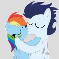 Size: 1400x1400 | Tagged: safe, artist:mrsdashskies, derpibooru import, rainbow dash, soarin', pegasus, pony, g4, eyes closed, female, image, kiss on the lips, kissing, male, mare, png, shipping, soarindash, stallion, straight