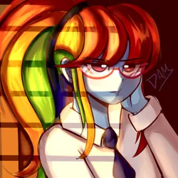 Size: 3000x3000 | Tagged: safe, artist:marubup, derpibooru import, rainbow dash, human, equestria girls, g4, image, nerd, nerdy, png, sunlight