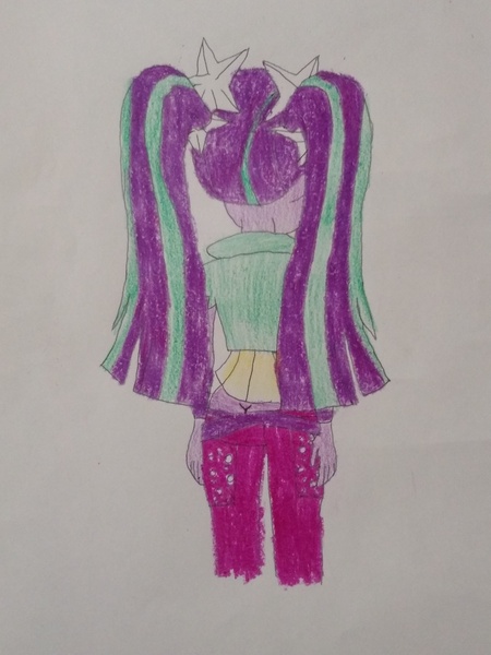 Size: 3072x4096 | Tagged: safe, anonymous artist, derpibooru import, aria blaze, human, equestria girls, g4, ass, beautiful, beautiful hair, beautisexy, butt, buttcrack, colored, cute, female, funny, hilarious, humanized, image, jpeg, pretty, rear view, sexy, solo, traditional art