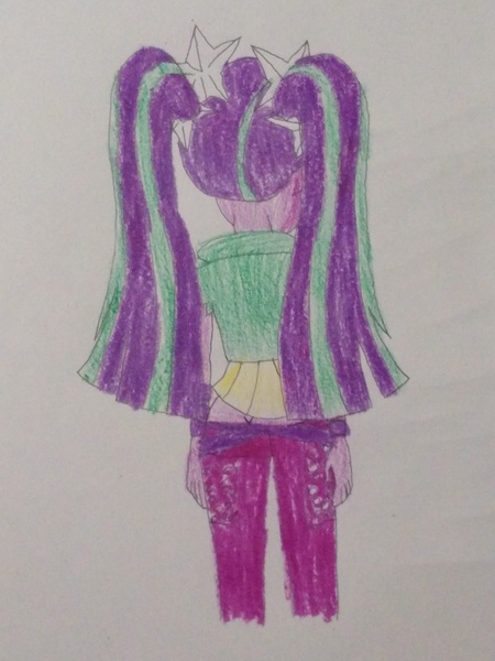 Size: 3072x4096 | Tagged: safe, anonymous artist, derpibooru import, aria blaze, human, equestria girls, g4, ass, beautiful, beautiful hair, beautisexy, butt, buttcrack, colored, cute, female, funny, hilarious, humanized, image, jpeg, pretty, rear view, sexy, solo, traditional art