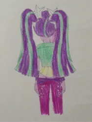 Size: 3072x4096 | Tagged: safe, anonymous artist, derpibooru import, aria blaze, human, equestria girls, g4, ass, beautiful, beautiful hair, beautisexy, butt, buttcrack, colored, cute, female, funny, hilarious, humanized, image, jpeg, pretty, rear view, sexy, solo, traditional art