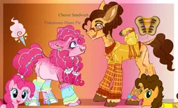 Size: 827x502 | Tagged: safe, artist:frej3318, derpibooru import, cheese sandwich, pinkie pie, earth pony, pony, g4, cheesepie, female, gradient background, image, jpeg, male, shipping, straight