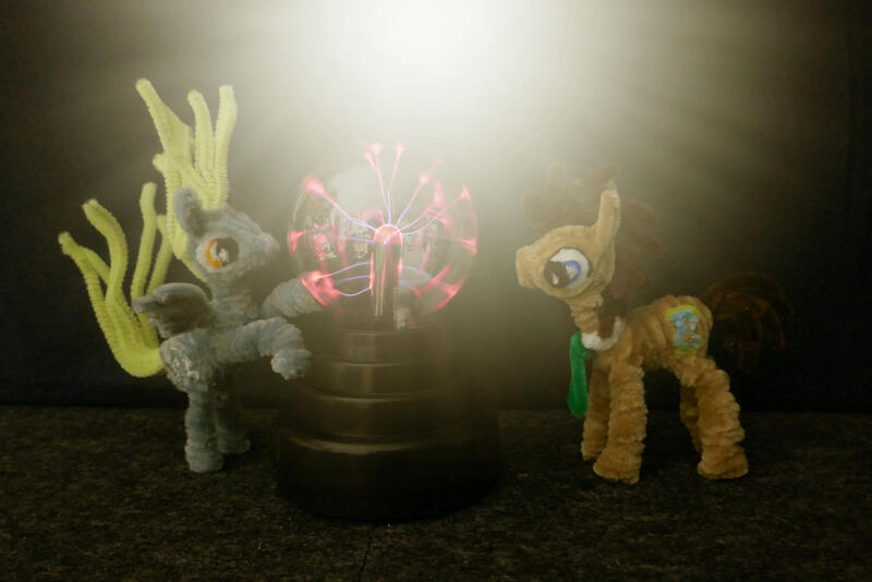 Size: 1600x1067 | Tagged: safe, alternate version, artist:malte279, derpibooru import, part of a set, derpy hooves, doctor whooves, time turner, g4, chenille, chenille stems, chenille wire, craft, image, jpeg, pipe cleaner sculpture, pipe cleaners, plasma ball