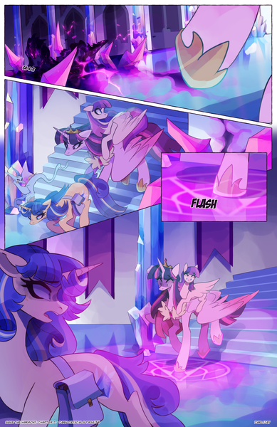 Size: 2301x3549 | Tagged: safe, artist:darlyjay, derpibooru import, twilight sparkle, twilight sparkle (alicorn), oc, oc:atlas, oc:starfall sparkle, oc:sterling sentry, alicorn, pegasus, pony, comic:save the harmony, image, offspring, parent:flash sentry, parent:twilight sparkle, parents:flashlight, png