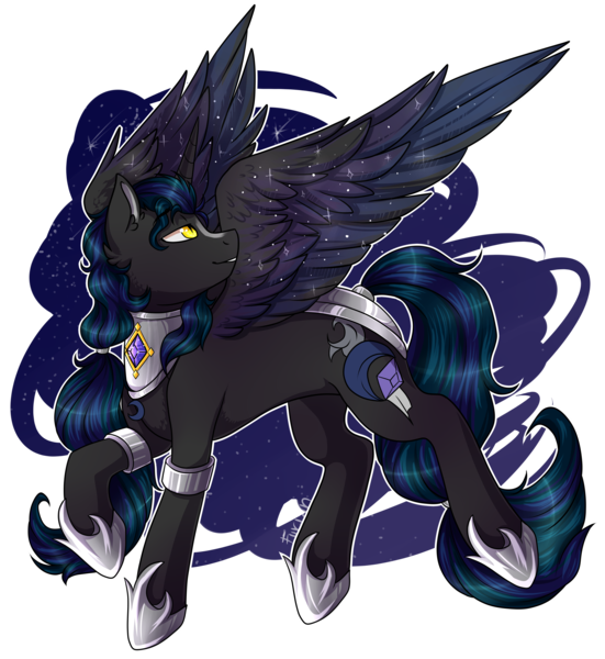 Size: 5284x5753 | Tagged: safe, artist:wallvie, derpibooru import, oc, unofficial characters only, alicorn, pony, alicorn oc, colored, concave belly, horn, image, male, male alicorn, male alicorn oc, png, shading, simple background, slender, solo, spread wings, stallion, starry wings, thin, transparent background, wings