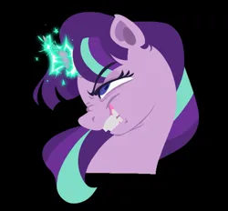 Size: 1595x1479 | Tagged: safe, artist:partyponypower, derpibooru import, starlight glimmer, pony, unicorn, g4, alternate universe, black background, evil grin, evil starlight, grin, horn, image, jpeg, magic, s5 starlight, simple background, smiling, solo