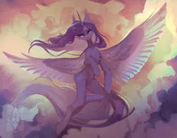 Size: 2943x2291 | Tagged: safe, artist:blcksswn, derpibooru import, princess cadance, alicorn, pony, g4, alternate hair color, alternate hairstyle, backlighting, butt fluff, chest fluff, cloud, colored wings, colored wingtips, crying, ear fluff, female, flying, frown, horn, image, in air, leg fluff, long legs, mare, narrowed eyes, png, sad, shiny eyes, slender, solo, spread wings, tail, thin, two toned mane, two toned tail, two toned wings, watermark, wind, windswept mane, windswept tail, wing fluff, wingding eyes, wings