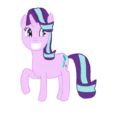 Size: 1000x1000 | Tagged: safe, artist:mr.myoozik, derpibooru import, starlight glimmer, pony, unicorn, g4, blue eyes, derpibooru exclusive, female, grin, hair flip, horn, image, mare, png, raised hoof, simple background, skunk stripe, smiling, standing, starlight glimmer day, tail, transparent background