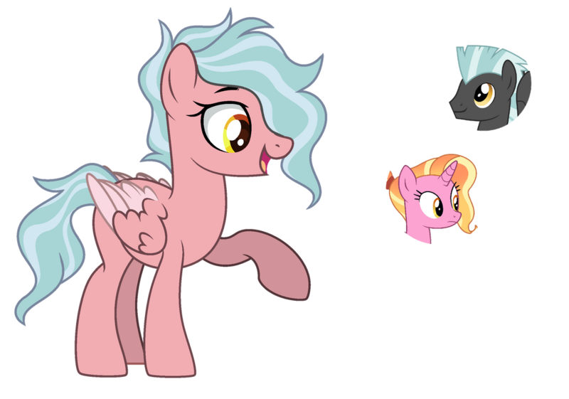 Size: 1024x718 | Tagged: safe, artist:sapphiretwinkle, derpibooru import, luster dawn, thunderlane, oc, pegasus, pony, g4, base used, colored wings, female, image, mare, offspring, parent:luster dawn, parent:thunderlane, png, simple background, transparent background, two toned wings, wings