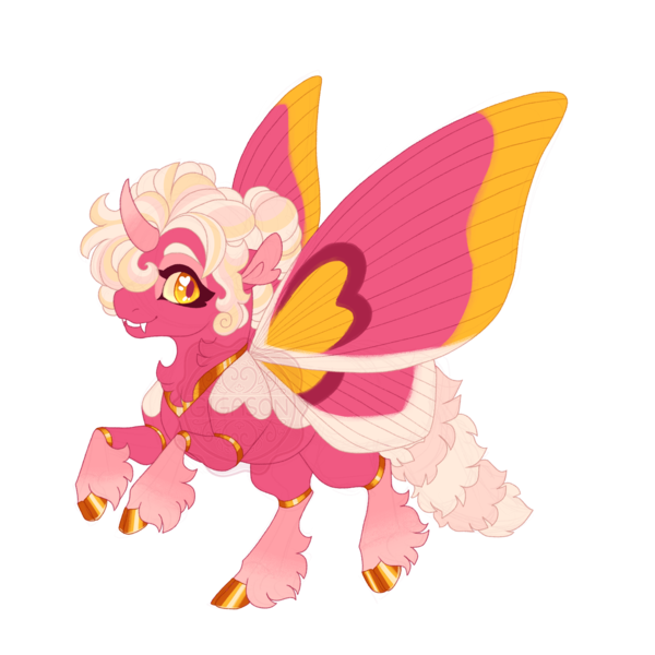 Size: 3600x3600 | Tagged: safe, artist:gigason, derpibooru import, oc, oc:maple moth, unofficial characters only, changeling, changepony, hybrid, insect, moth, mothling, original species, fangs, heart, heart eyes, image, interspecies offspring, looking at you, magical lesbian spawn, obtrusive watermark, offspring, parent:oc:honey glaze, parent:princess cadance, parents:canon x oc, png, simple background, smiling, smiling at you, solo, species swap, transparent background, watermark, wingding eyes