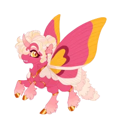 Size: 3600x3600 | Tagged: safe, artist:gigason, derpibooru import, oc, oc:maple moth, unofficial characters only, changeling, changepony, hybrid, insect, moth, mothling, original species, fangs, heart, heart eyes, image, interspecies offspring, looking at you, magical lesbian spawn, obtrusive watermark, offspring, parent:oc:honey glaze, parent:princess cadance, parents:canon x oc, png, simple background, smiling, smiling at you, solo, species swap, transparent background, watermark, wingding eyes