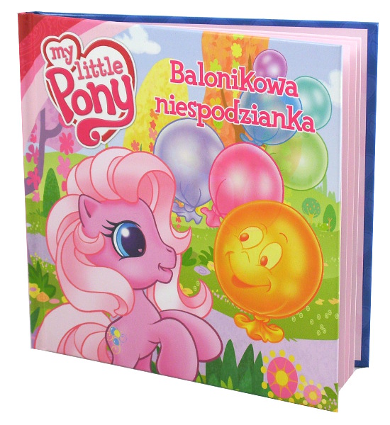 Size: 550x600 | Tagged: safe, derpibooru import, official, pinkie pie (g3), g3, balloon, book, book cover, cloud, cover, face, flower, g3.5, happy, image, jpeg, logo, photo, polish, sky, smiling, standing, tree