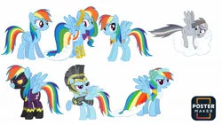 Size: 1280x720 | Tagged: safe, derpibooru import, commander hurricane, rainbow dash, pegasus, pony, g4, bridesmaid dress, clothes, cloud, costume, discorded, discorded rainbow dash, dress, element of loyalty, female, gala dress, image, jpeg, mare, rainbow dash always dresses in style, shadowbolts costume, simple background, white background