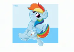 Size: 2893x2039 | Tagged: safe, artist:skylinepony_, derpibooru import, rainbow dash, pegasus, pony, g4, female, grin, image, jpeg, mare, outstretched hoof, passepartout, smiling, solo