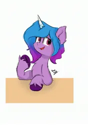 Size: 2039x2893 | Tagged: safe, artist:skylinepony_, derpibooru import, izzy moonbow, pony, unicorn, g5, female, horn, image, jpeg, mare, open mouth, open smile, smiling, solo