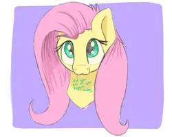 Size: 2500x2000 | Tagged: safe, artist:psychotix, derpibooru import, fluttershy, pegasus, pony, g4, :3, bronybait, bust, cute, derpibooru exclusive, disembodied head, image, looking at you, looking up, looking up at you, paint tool sai, png, shyabetes, signature, simple, simple background, simple shading, solo, speech, talking, text