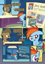 Size: 1920x2715 | Tagged: safe, artist:alexdti, derpibooru import, dumbbell, hoops, rainbow dash, oc, pony, comic:how we met, g4, colt, comic, elbow drop, female, fight, filly, filly rainbow dash, foal, image, male, png, sports, wrestling, younger