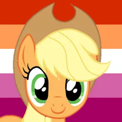 Size: 512x512 | Tagged: safe, derpibooru import, applejack, g4, free to use, image, lesbian pride flag, png, pride, pride flag, pride month, profile picture, solo