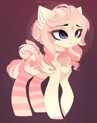 Size: 1935x2457 | Tagged: safe, artist:red_tsukini, derpibooru import, oc, oc:butterfly kisses, unofficial characters only, pegasus, pony, g4, clothes, cute, eye clipping through hair, eyebrows, eyebrows visible through hair, female, folded wings, hair bun, high res, image, magical lesbian spawn, mare, neck bow, offspring, parent:fluttershy, parent:princess cadance, parents:flutterdance, pegasus oc, png, pretty, smiling, socks, solo, striped socks, tail, tail bun, wings