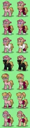 Size: 376x1584 | Tagged: safe, alternate version, derpibooru import, earth pony, pony, pony town, ballet, blank flank, cute, despicable me, edith gru, female, green background, image, ninja, png, simple background, solo, unofficial