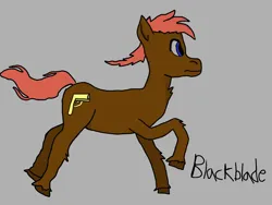 Size: 1600x1200 | Tagged: safe, artist:blackblade360, derpibooru import, oc, oc:stone wave, unofficial characters only, pony, brown coat, clip studio paint, digital art, flowing mane, flowing tail, gray background, image, male, png, red mane, running, signature, simple background, solo, stallion, stallion oc, tail