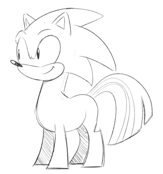 Size: 574x615 | Tagged: safe, artist:mellodillo, derpibooru import, ponified, pony, cursed image, image, png, rule 85, simple background, sketch, solo, sonic the hedgehog, sonic the hedgehog (series), wat, white background