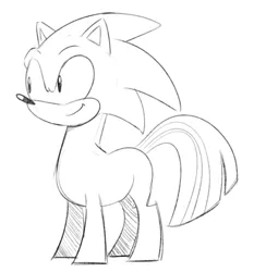 Size: 574x615 | Tagged: safe, artist:mellodillo, derpibooru import, ponified, pony, cursed image, image, png, rule 85, simple background, sketch, solo, sonic the hedgehog, sonic the hedgehog (series), wat, white background