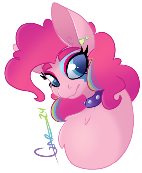 Size: 2157x2619 | Tagged: safe, artist:trashpanda czar, derpibooru import, pinkie pie, earth pony, g4, bust, chest fluff, collar, ear fluff, ear piercing, eyebrows, eyelashes, image, looking at you, piercing, png, portrait, rainbow rocks 10th anniversary, simple background, smiling, spiked collar, transparent background