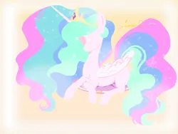 Size: 1080x810 | Tagged: safe, artist:meteor s, derpibooru import, princess celestia, alicorn, pony, g4, crossed hooves, crown, female, image, jewelry, long mane, long tail, lying down, mare, no face, png, prone, regalia, solo, tail