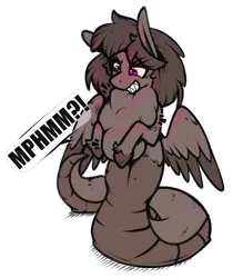 Size: 691x821 | Tagged: suggestive, artist:polofastter, artist:wax feather, derpibooru import, oc, oc:wax feather, unofficial characters only, lamia, original species, pegasus, pony, female, image, mare, pegasus oc, png, simple background, sketch, swallowing, throat bulge, transparent background, vore, wings