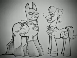 Size: 3949x2997 | Tagged: safe, artist:dsstoner, derpibooru import, ponified, bat pony, earth pony, pony, bat wings, batman, dc comics, duo, image, jpeg, male, stallion, the batman, the joker, wings