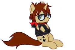 Size: 3000x2000 | Tagged: safe, artist:k0br4, derpibooru import, ponified, pony, unicorn, angry, clothes, crossed arms, emo, glasses, heterochromia, horn, image, jacket, looking at you, mikey way, my chemical romance, png, sitting, solo, three cheers for sweet revenge