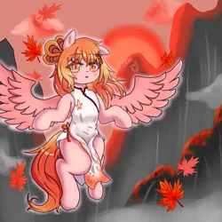 Size: 4096x4096 | Tagged: safe, alternate version, artist:dw_atias, derpibooru import, oc, oc:phoenix perch, unofficial characters only, pegasus, cheongsam, clothes, dress, female, image, png, smiple background, solo, solo female