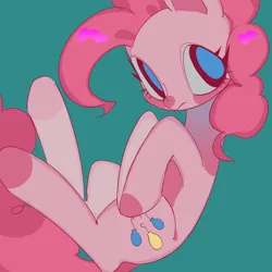 Size: 2000x2000 | Tagged: safe, artist:nimingxiwang168, derpibooru import, pinkie pie, earth pony, pony, image, pink coat, pink mane, png, simple background, solo, teal background