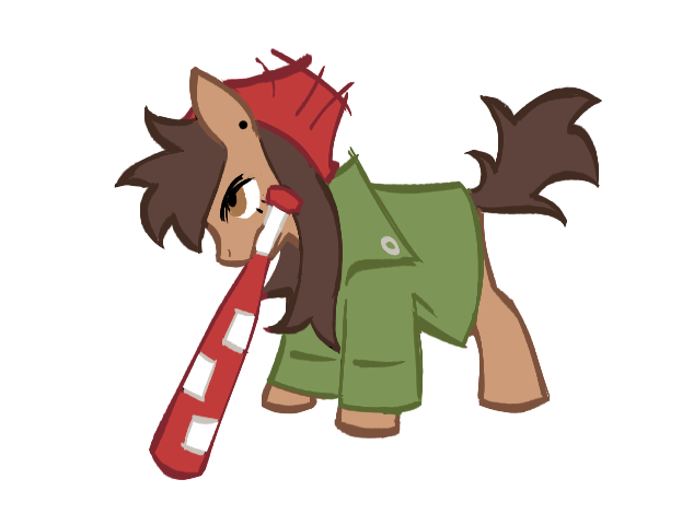 Size: 623x481 | Tagged: safe, artist:nompang22, derpibooru import, ponified, pony, baseball bat, clothes, female, image, jacket, luz noceda (the owl house), mare, mouth hold, png, simple background, solo, the owl house, white background