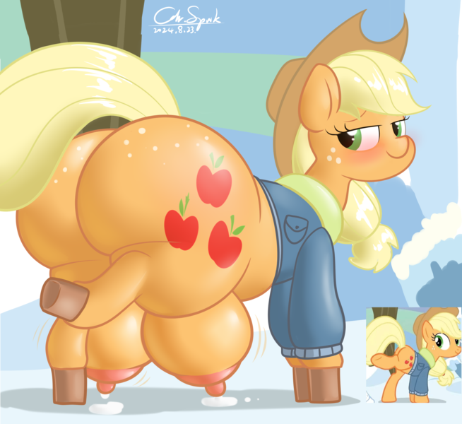 Size: 2578x2365 | Tagged: questionable, alternate version, artist:cdrspark, derpibooru import, applejack, earth pony, pony, applebutt, areola, bedroom eyes, big areola, big crotchboobs, big nipples, blushing, breast milk, butt, butt focus, butt freckles, clothes, crotchboobs, female, freckles, high heels, huge butt, huge crotchboobs, image, impossibly large butt, impossibly large crotchboobs, lactation, large butt, leaking milk, looking back, milk, milk puddle, nipples, nudity, plot, png, puffy areolas, puffy nipples, raised hoof, raised leg, scene interpretation, shoes, solo, solo female