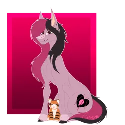 Size: 4320x4320 | Tagged: safe, artist:chazmazda, derpibooru import, oc, unofficial characters only, big cat, pony, tiger, abstract background, accessory, colored, commission, cutie mark, ear piercing, ears up, flat colors, hoof fluff, image, jewelry, lineart, lip piercing, long hair, male, markings, necklace, piercing, plushie, png, ribs, scar, simple background, sitting, skinny, smiling, tail, thin, transparent background