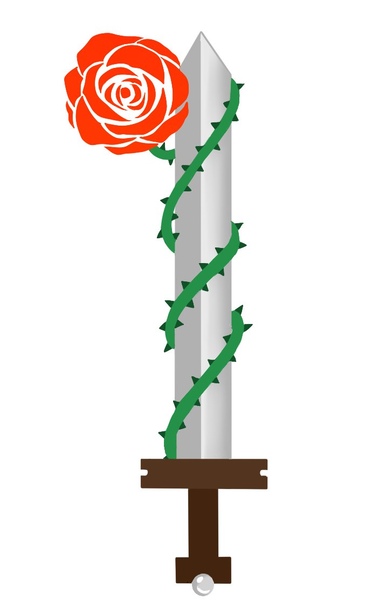 Size: 703x1113 | Tagged: safe, oc, oc:light knight, cutie mark, flower, image, jpeg, rose, sword, weapon