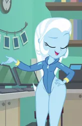 Size: 709x1080 | Tagged: suggestive, artist:fishsandwich, edit, edited screencap, ponerpics import, screencap, trixie, equestria girls, equestria girls series, forgotten friendship, breasts, busty trixie, clothes, computer, cropped, hooded leotard, hoodie, image, jpeg, leotard, sexy, show accurate, show accurate porn, stupid sexy trixie, thighs, wide hips