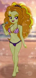 Size: 918x2000 | Tagged: safe, artist:emeraldblast63, derpibooru import, adagio dazzle, equestria girls, g4, beach, belly, belly button, bikini, breasts, busty adagio dazzle, clothes, female, image, microphone, png, stupid sexy adagio dazzle, swimsuit