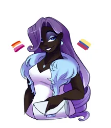 Size: 1300x1500 | Tagged: safe, artist:uunicornicc, part of a set, rarity, human, g4, blackwashing, chocolarity, clothes, colombia, female, headcanon, humanized, image, jpeg, lesbian pride flag, pride, pride flag, sexuality headcanon, simple background, solo, white background