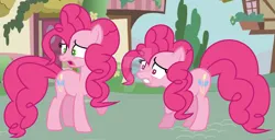 Size: 1024x523 | Tagged: safe, artist:pinkiepartypiepiety, derpibooru import, pinkie pie, earth pony, g4, double pinkie pie, green eyes, image, jpeg, magenta eyes