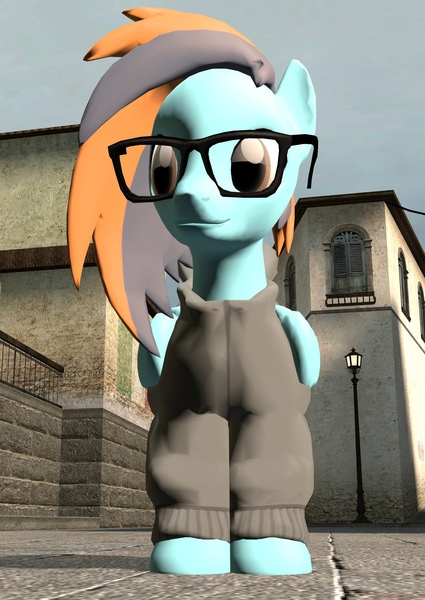 Size: 1788x2527 | Tagged: safe, artist:gmodponies, derpibooru import, oc, oc:blitzykrieg, unofficial characters only, pegasus, pony, 3d, clothes, counter-strike, cs italy, glasses, gmod, hoodie, image, jpeg, looking to the left, male, sideways glance, stallion, standing