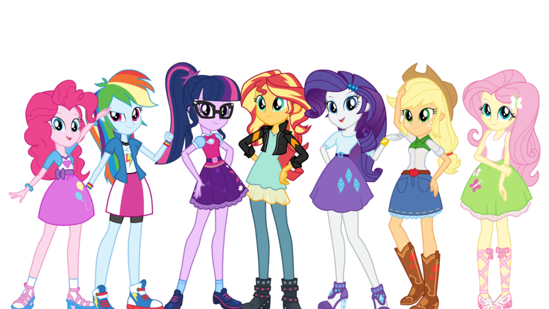 Size: 3840x2160 | Tagged: safe, artist:octosquish7260, derpibooru import, applejack, fluttershy, pinkie pie, rainbow dash, rarity, sci-twi, sunset shimmer, twilight sparkle, equestria girls, g4, humane five, humane seven, humane six, image, png, solo