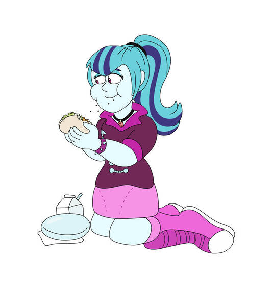 Size: 828x929 | Tagged: safe, artist:luvi-verse, derpibooru import, sonata dusk, human, equestria girls, g4, eating, female, food, image, jpeg, simple background, solo, taco, white background