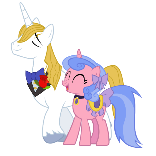 Size: 605x605 | Tagged: safe, artist:90sigma, artist:chir-miru, derpibooru import, edit, vector edit, prince blueblood, royal ribbon, pony, unicorn, blueribbon, crack shipping, duo, duo male and female, eyes closed, female, horn, image, male, mare, open mouth, open smile, png, shipping, simple background, smiling, stallion, straight, transparent background, vector